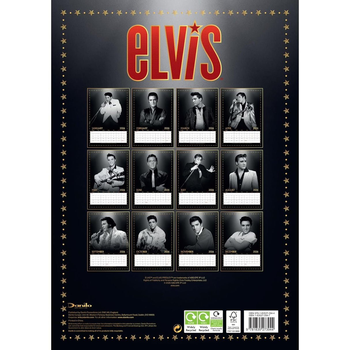 Elvis Presley A3 Calendar 2026: 4 - Calendars By Elvis Presley