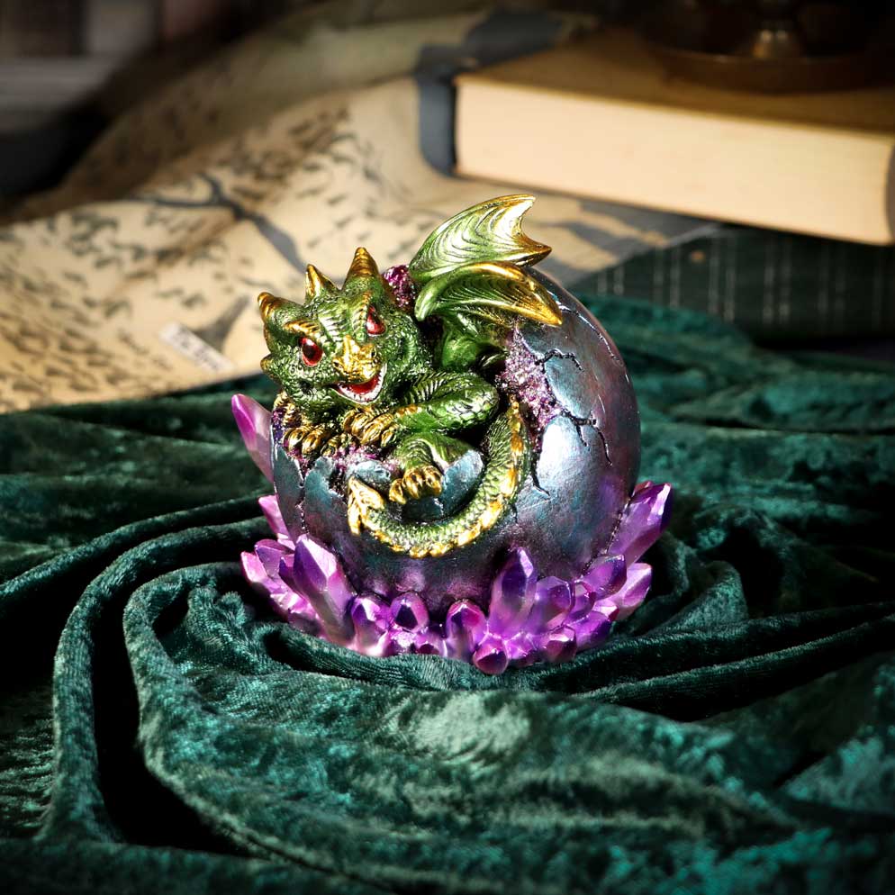 Emerald Hatchling Glow Dragonling Green Dragonling Crystal Figurine: 1 - Figures & Collectables By Gift Moments