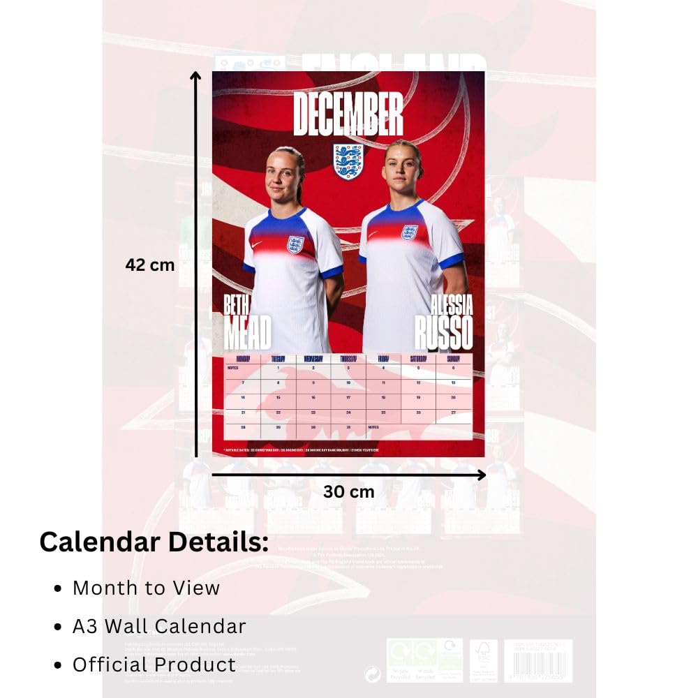 England WFA A3 Calendar 2026: 5 - Calendars By England