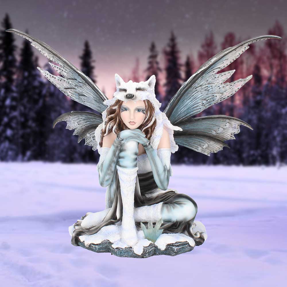 Fae-Lore Winter Fairy Wearing Wolf Hide 30cm: 1 - Figurines Large (30-50cm) By Gift Moments
