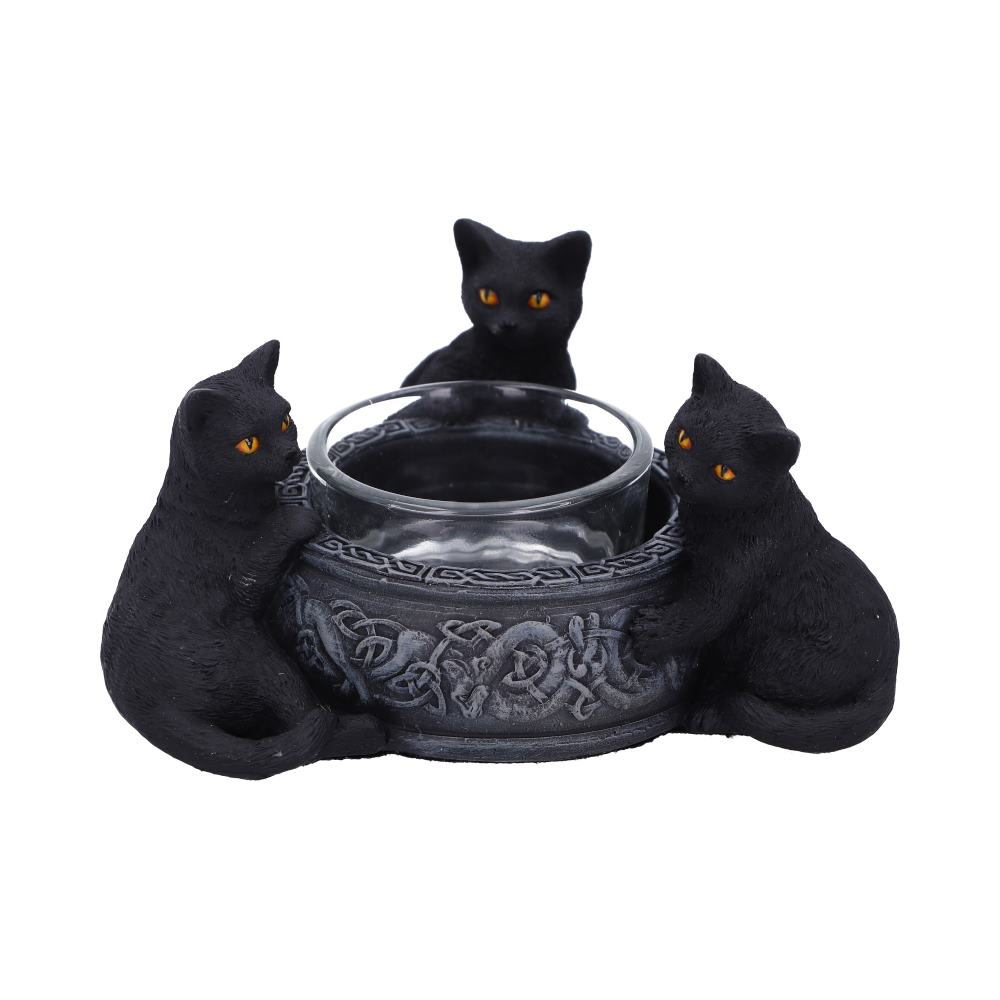 Familiar Trio Cat Tea Light Holder 10cm: 2 - Candles & Holders By Gift Moments