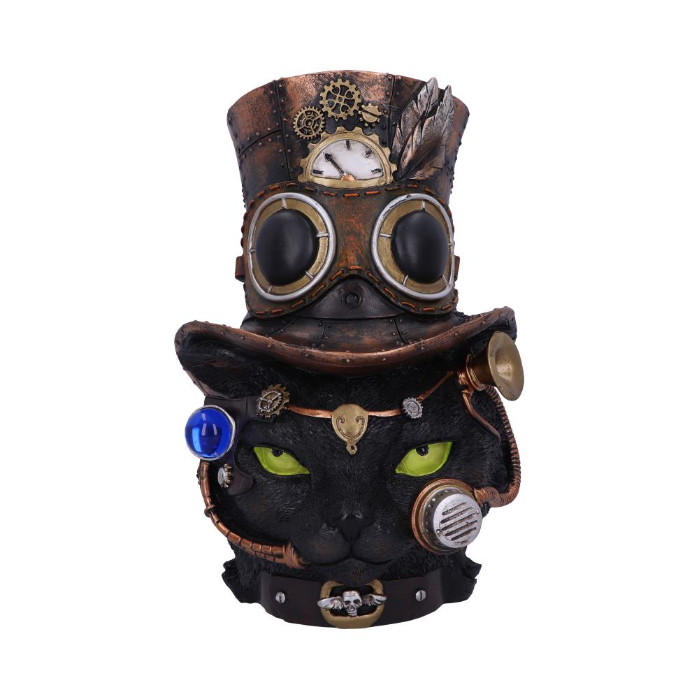 Felius Mogg 28.8cm Steampunk Black Cat Head Figurine: 2 - Figures & Collectables By Gift Moments