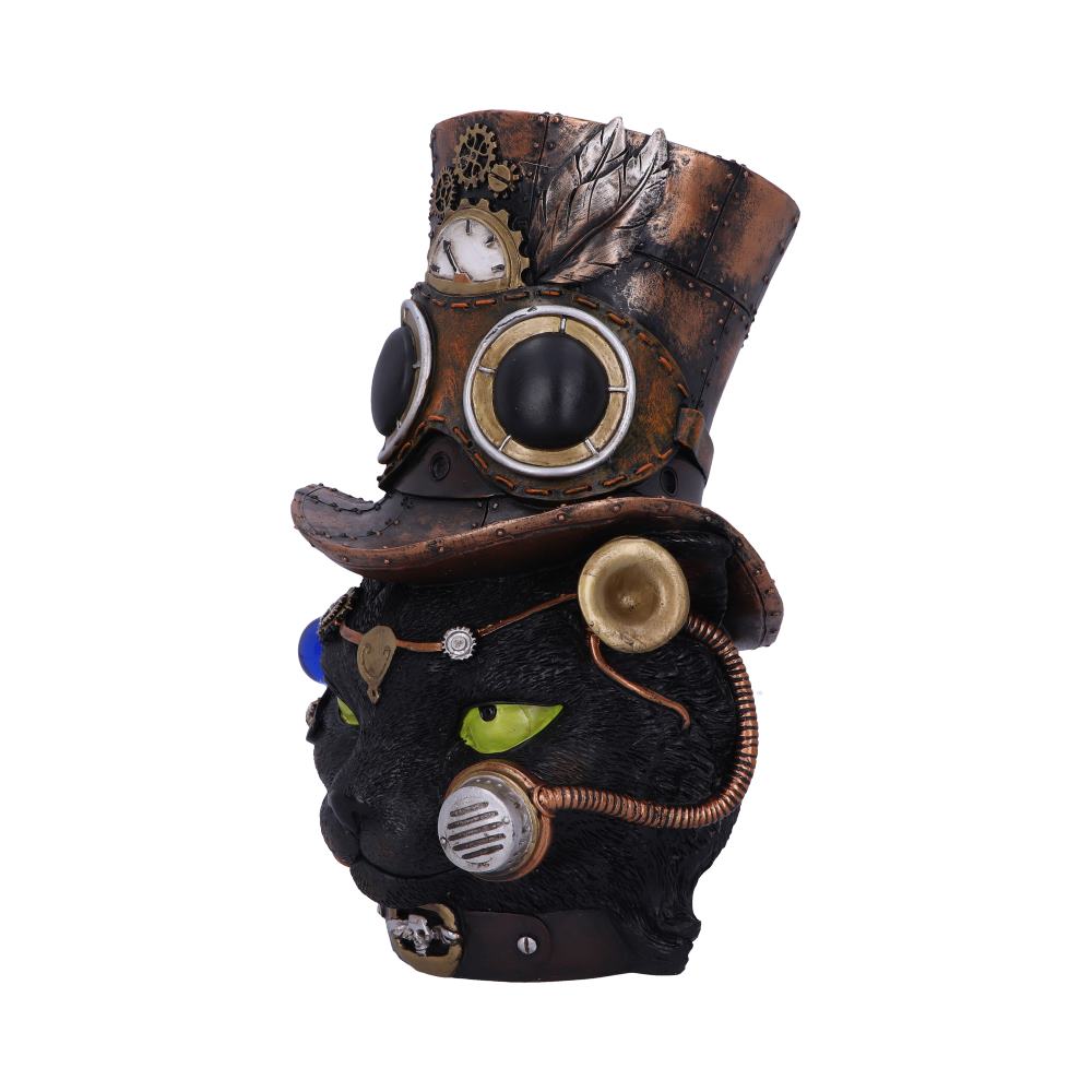 Felius Mogg 28.8cm Steampunk Black Cat Head Figurine: 3 - Figures & Collectables By Gift Moments