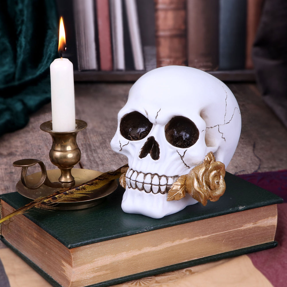 Floral Fate Golden Rose Skull Ornament.: 1 - Figures & Collectables By Gift Moments