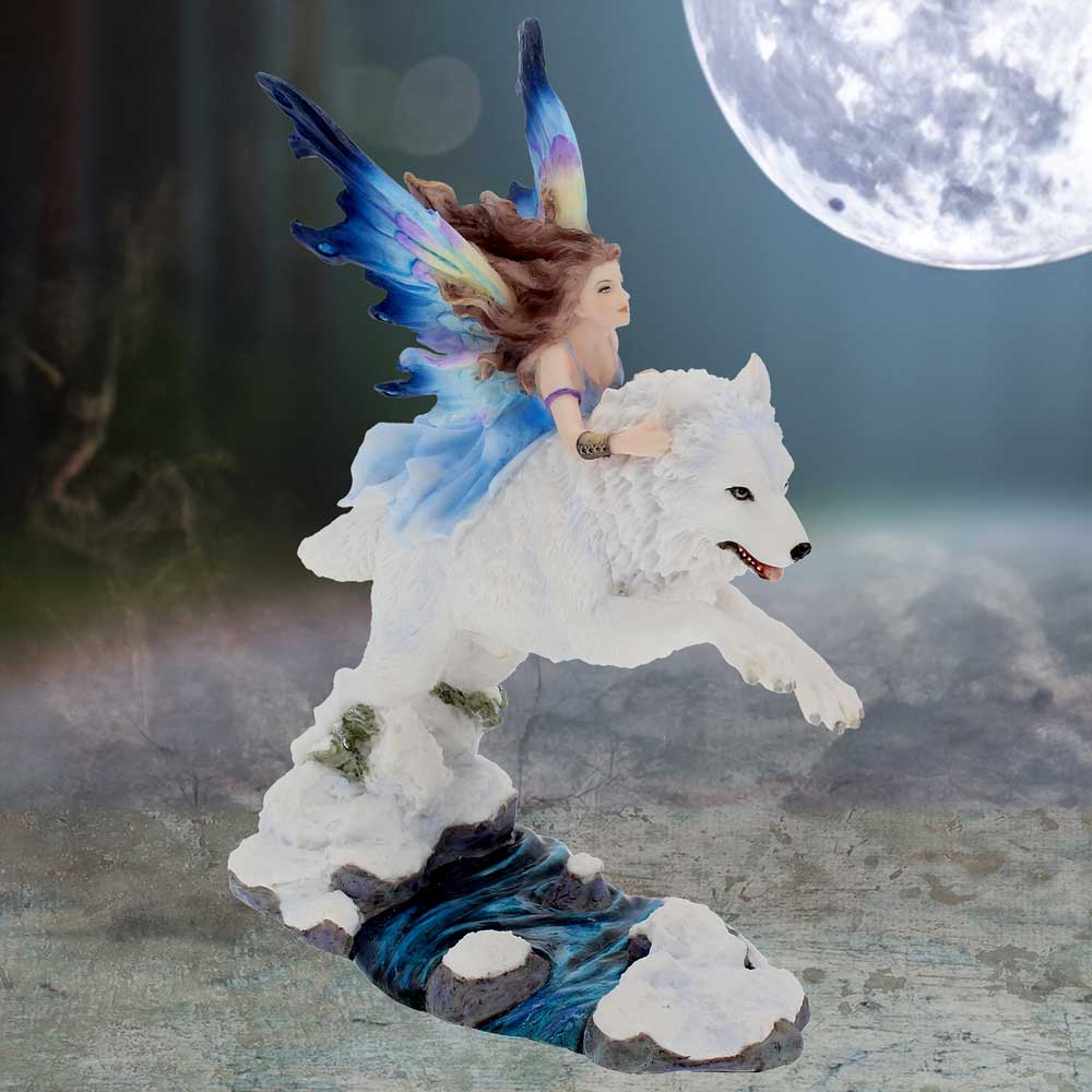 Free Spirit Figurine Fairy and White Winter Wolf Ornament - Shop Figurines Medium (15-29cm) At Gift Moments - 1