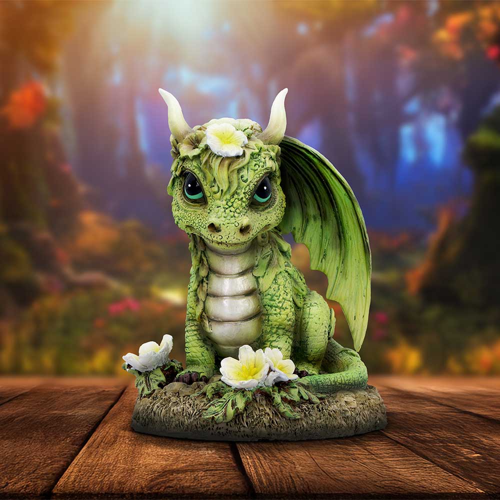 Freesia Flower Dragon Figurine: 1 - Figurines Small (Under 15cm) By NN Designs