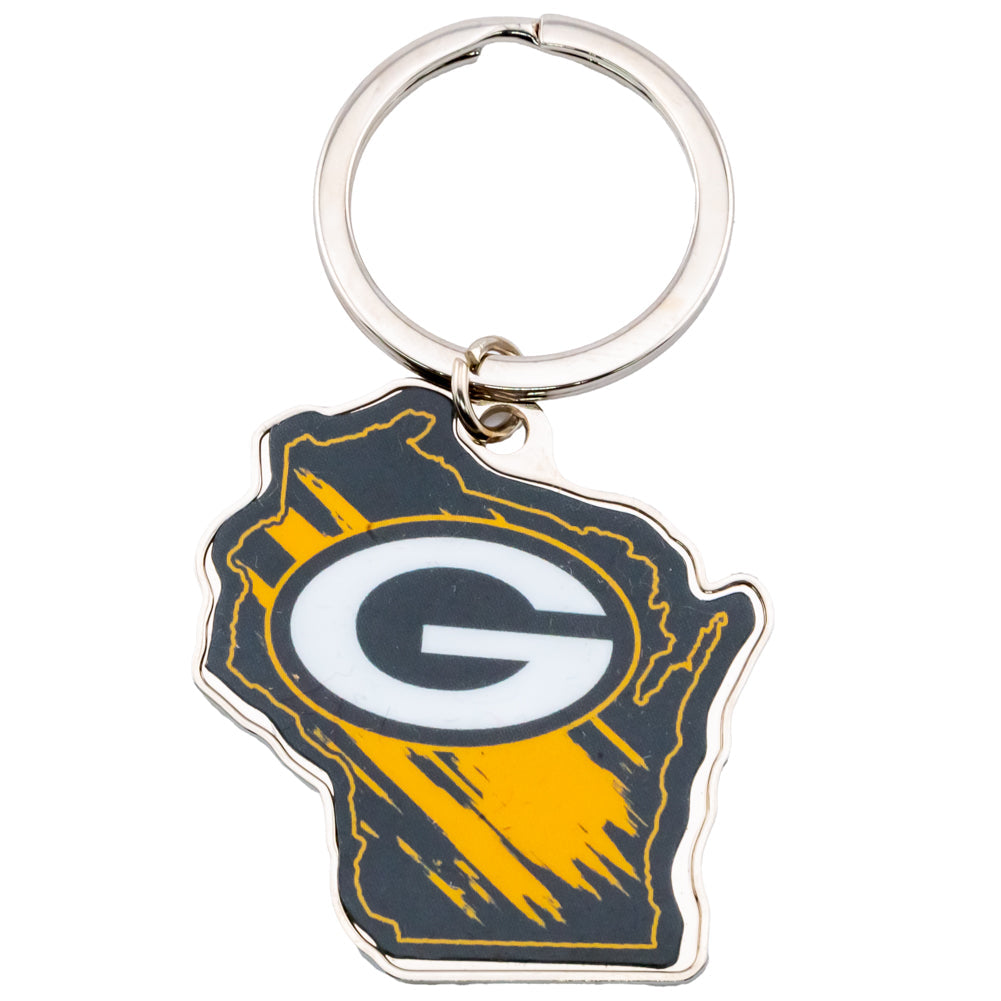 Green Bay Packers State Shape Keyring: 1 - Keyrings By American Sports