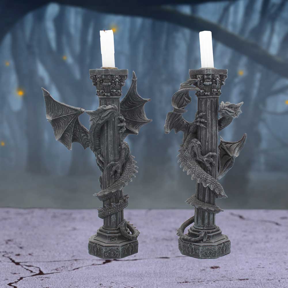 Guardians of the light Dragon Candle Holders (Set of 2) 28cm: 1 - Candles & Holders By Gift Moments