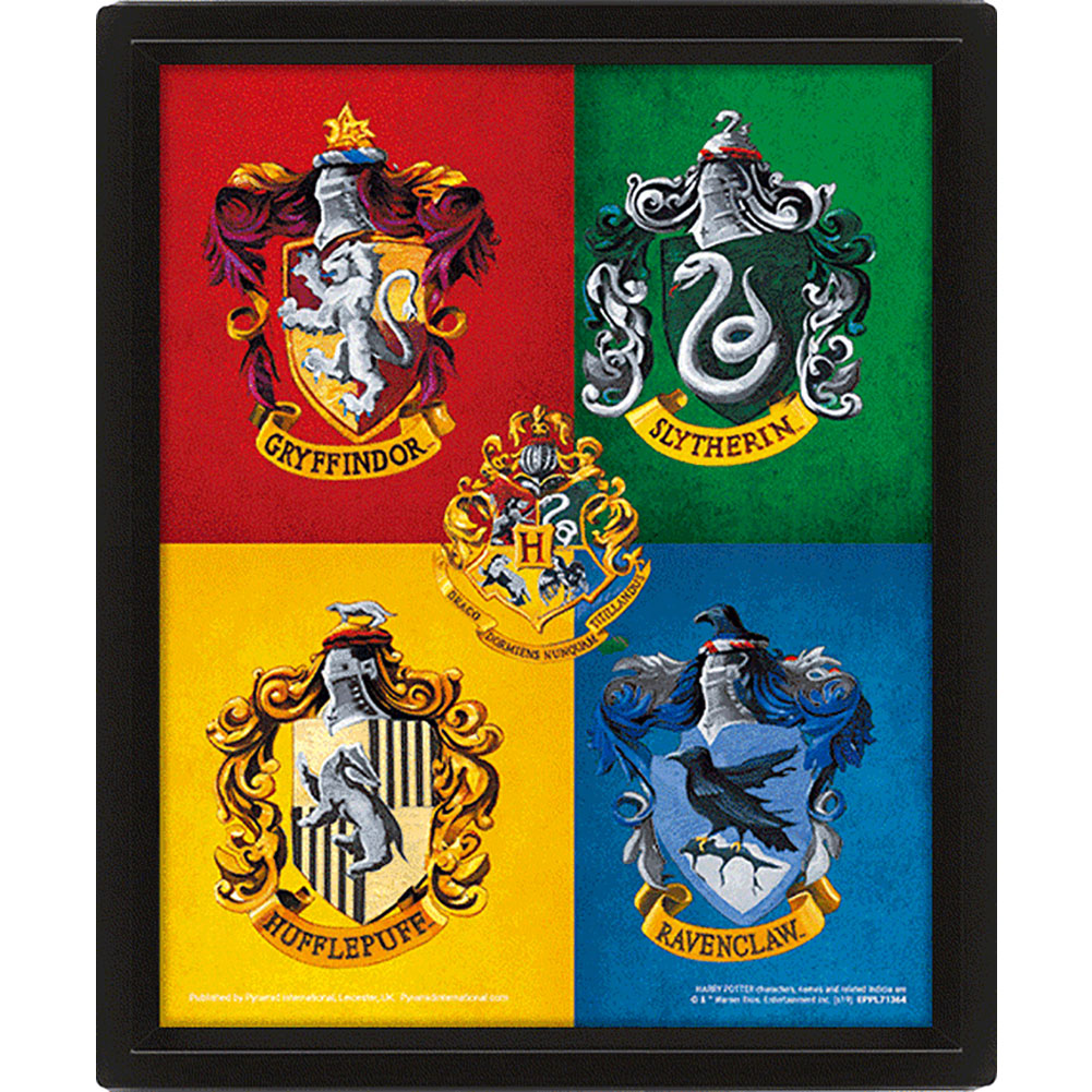 Harry Potter Crests Framed 3D Picture - Shop Wall Art At Gift Moments - 2
