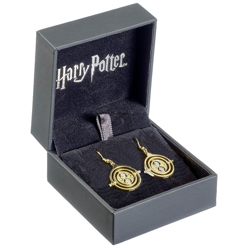 Harry Potter Gold Plated Time Turner Crystal Hook Earrings - Shop Jewellery At Gift Moments - 1