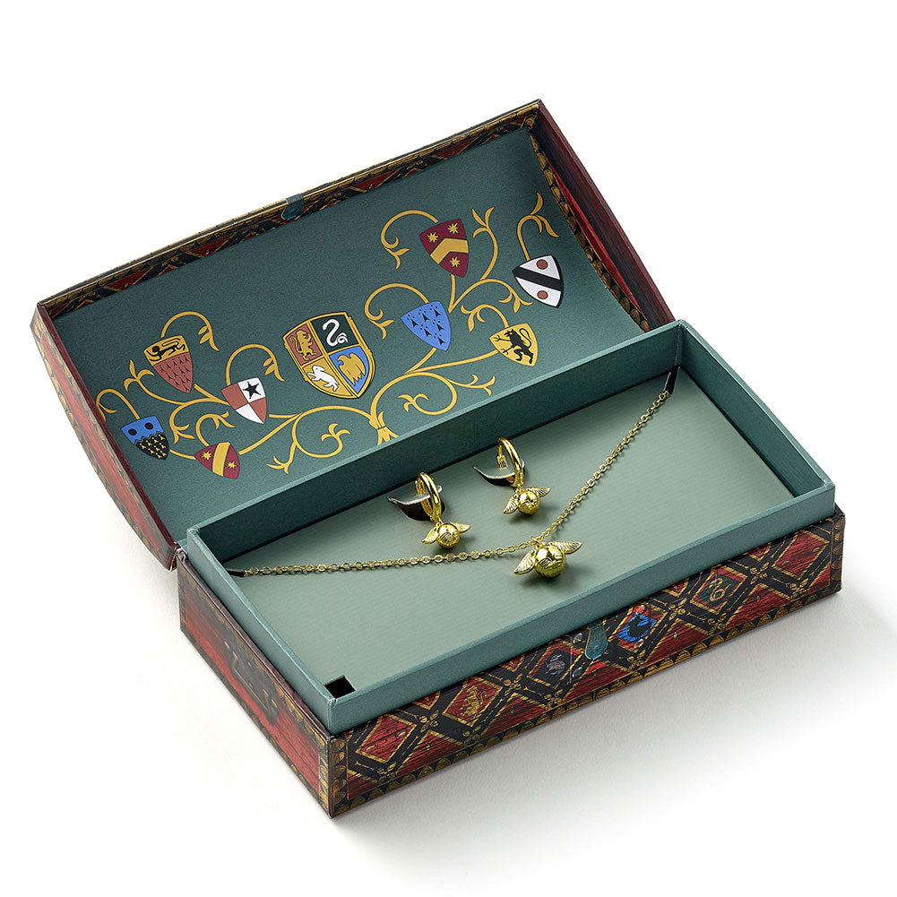Harry Potter Golden Snitch Necklace & Earrings Gift Box - Shop Jewellery At Gift Moments - 1