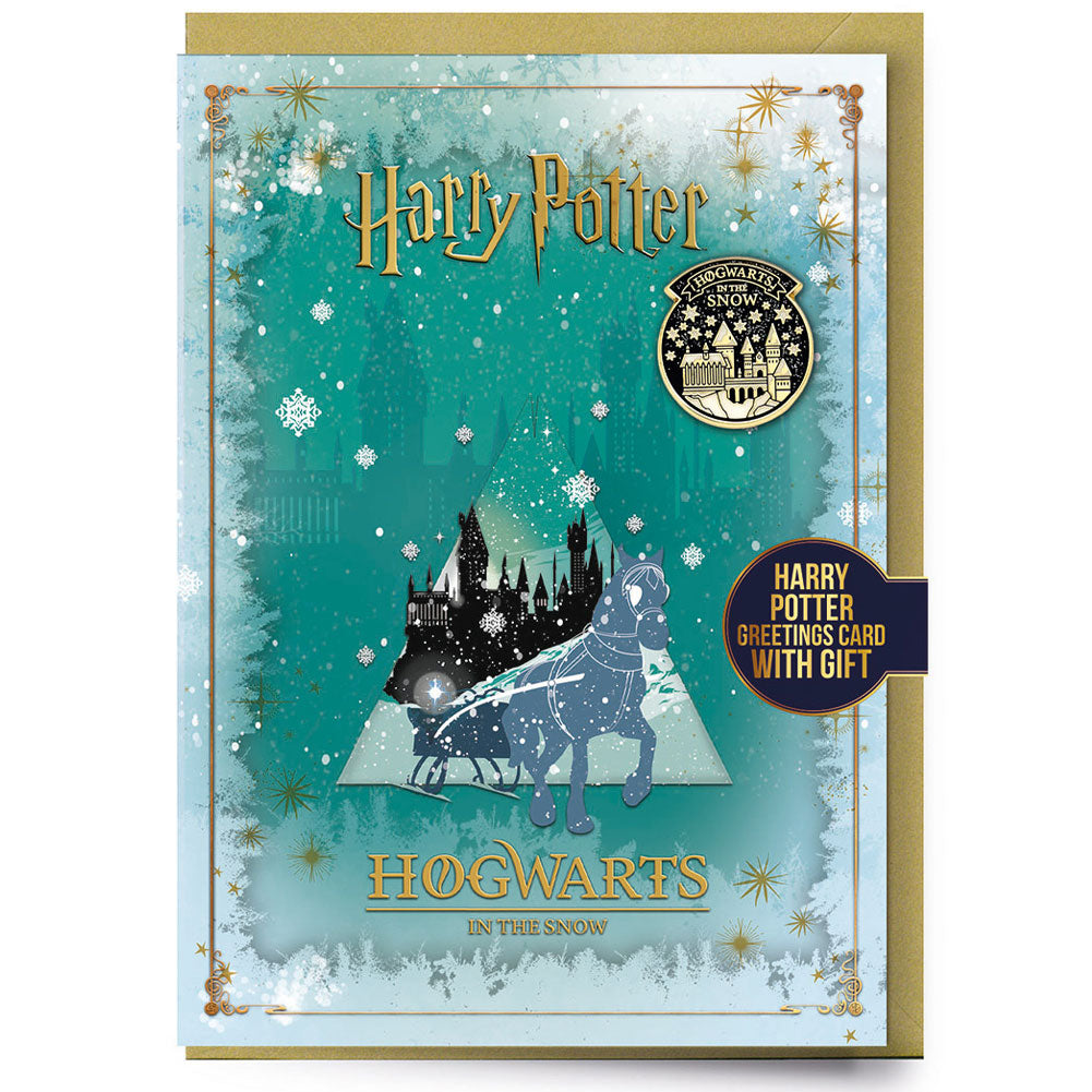 Harry Potter Hogwarts Winter Greetings Card with Badge: 1 - Greeting Cards By Harry Potter