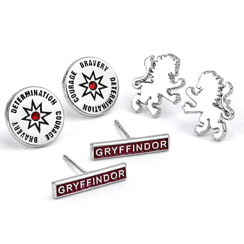 Harry Potter Silver Plated Gryffindor Stud Earring Set - Shop Jewellery At Gift Moments - 1