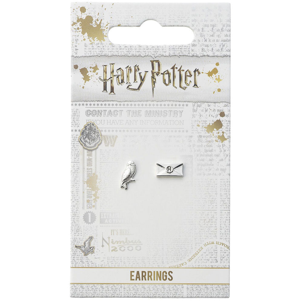 Harry Potter Silver Plated Hedwig Owl & Letter Stud Earrings - Shop Jewellery At Gift Moments - 2