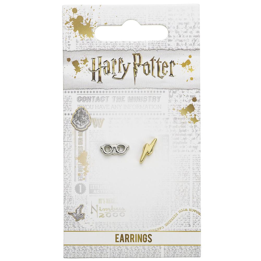 Harry Potter Silver Plated Lightning Bolt & Glasses Stud Earrings - Shop Jewellery At Gift Moments - 2