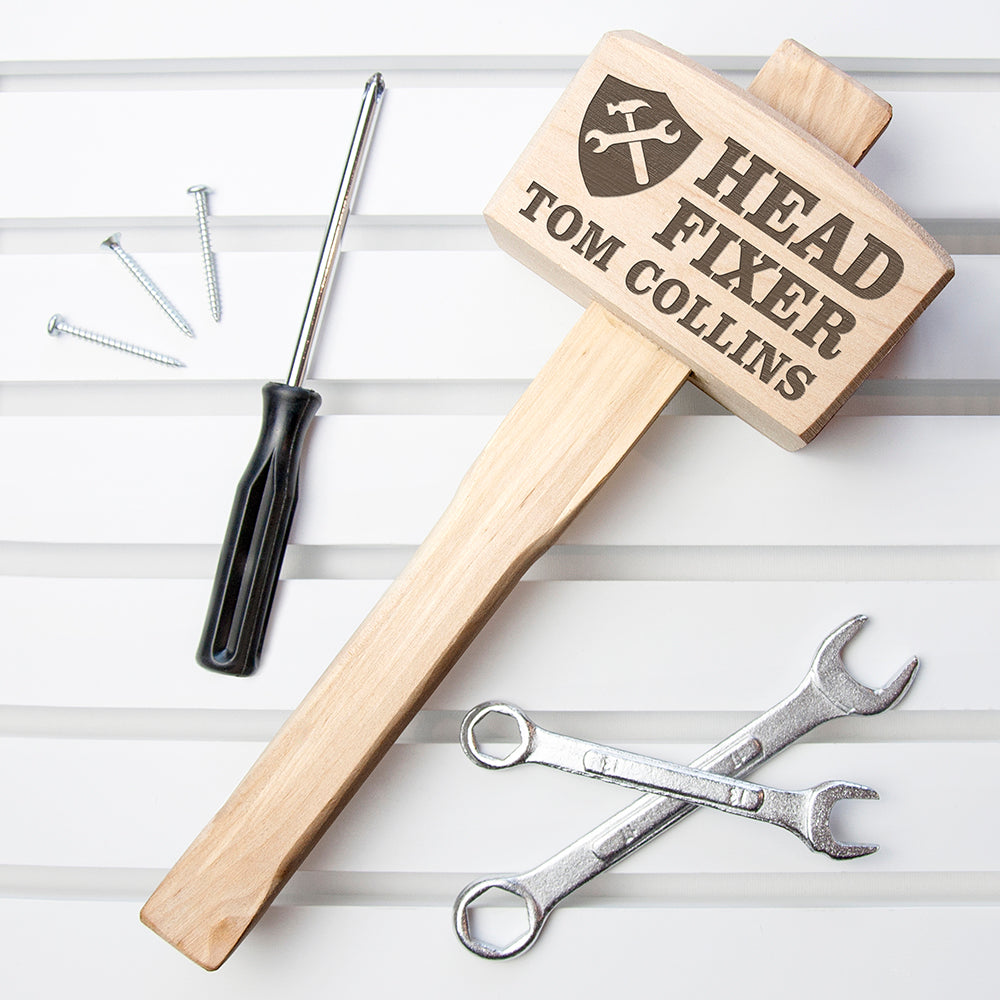 Head Fixer Personalised Wooden Mallet: 1 - Tools & Storage By Gift Moments