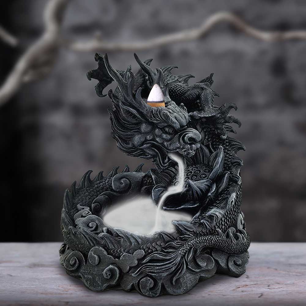 Heilong Asian Inspired Dragon Backflow Incense Burner 17.5cm: 1 - Incense Holders By Gift Moments
