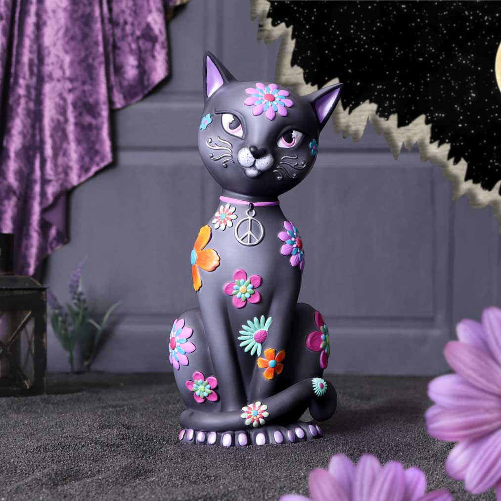 Hippy Kitty Black Cat Ornament 26cm: 1 - Figures & Collectables By NN Designs