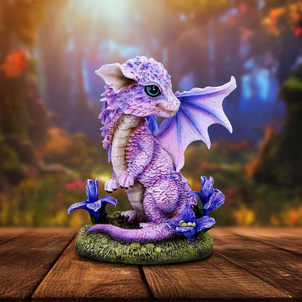 Iris Flower Dragon Figurine: 1 - Figurines Small (Under 15cm) By NN Designs