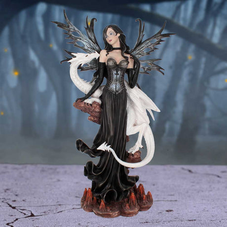 Isabelle 57cm Dark Fairy and White Dragon Figurine: 1 - Figures & Collectables By Gift Moments