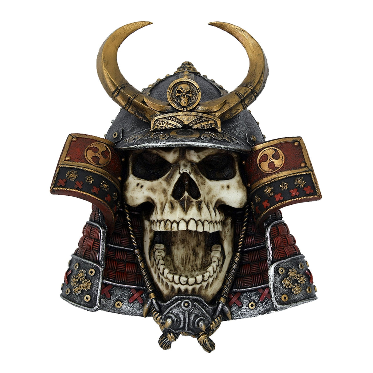 Kabuto Armoured Samurai Warrior Skull 26.6cm: 2 - Wall Hanging Sculptures By Gift Moments