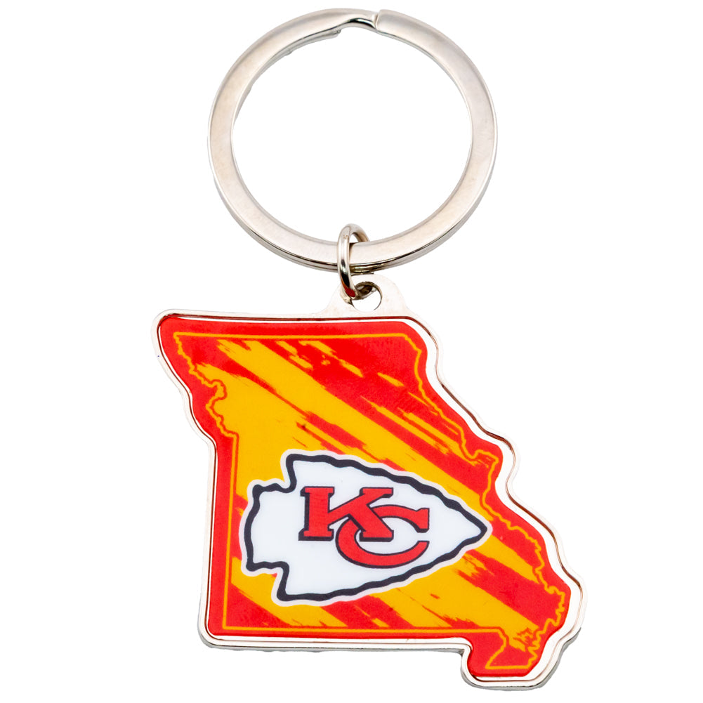 Kansas City Chiefs State Shape Keyring: 1 - Keyrings By American Sports