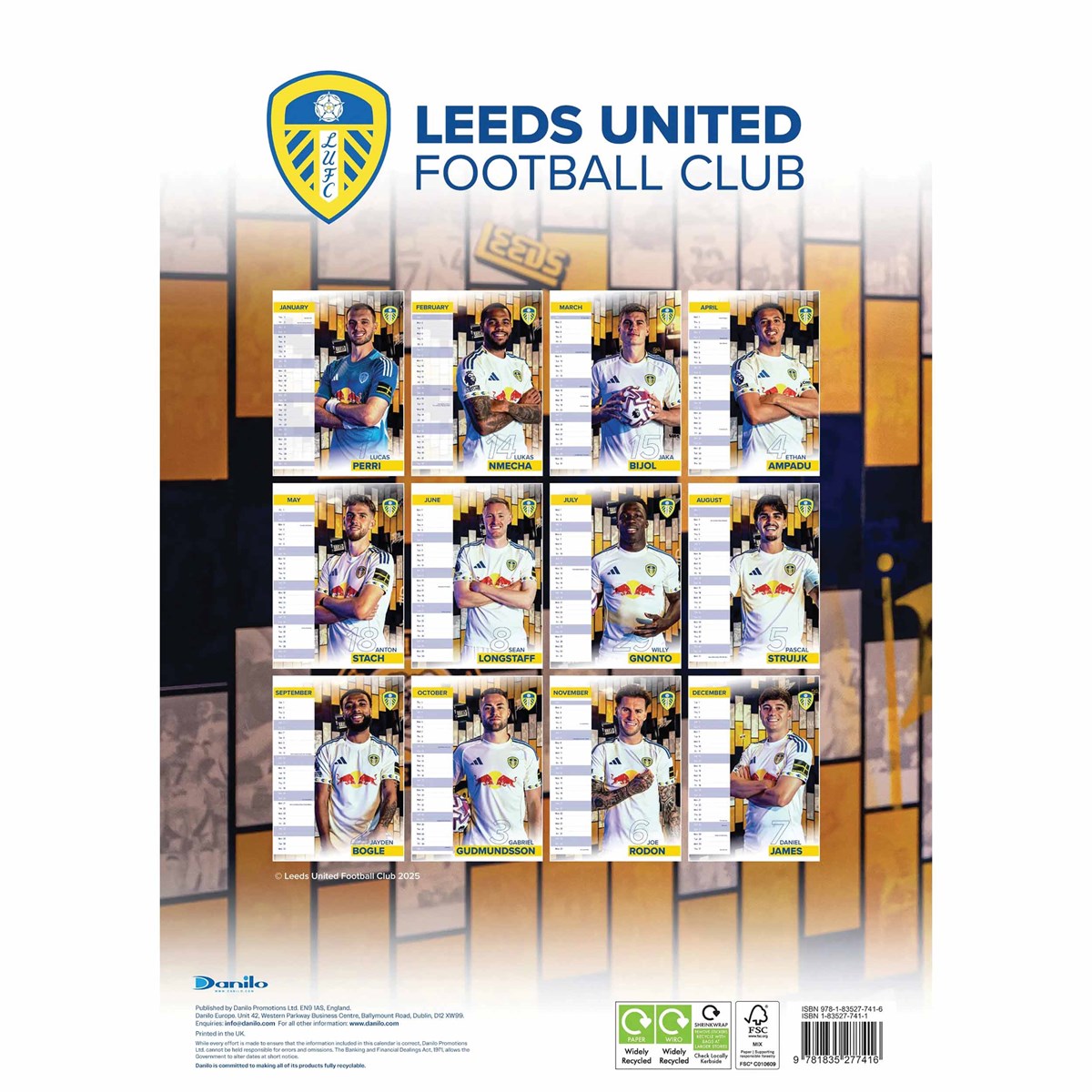 Leeds United FC A3 Calendar 2026: 3 - Calendars By Leeds United