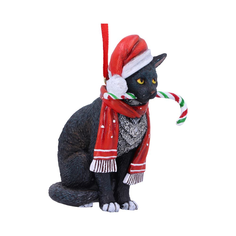 Lisa Parker Candy Cane Cat Hanging Ornament: 5 - Hanging Decorations By Lisa Parker