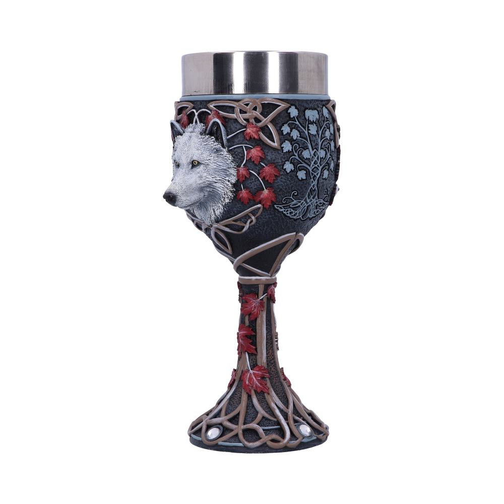 Lisa Parker Guardian of the Fall White Autumn Wolf Goblet: 3 - Goblets & Chalices By Lisa Parker