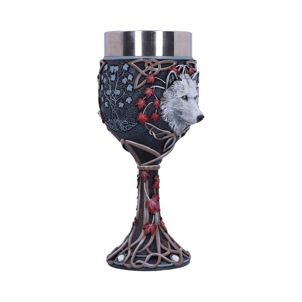 Lisa Parker Guardian of the Fall White Autumn Wolf Goblet: 5 - Goblets & Chalices By Lisa Parker