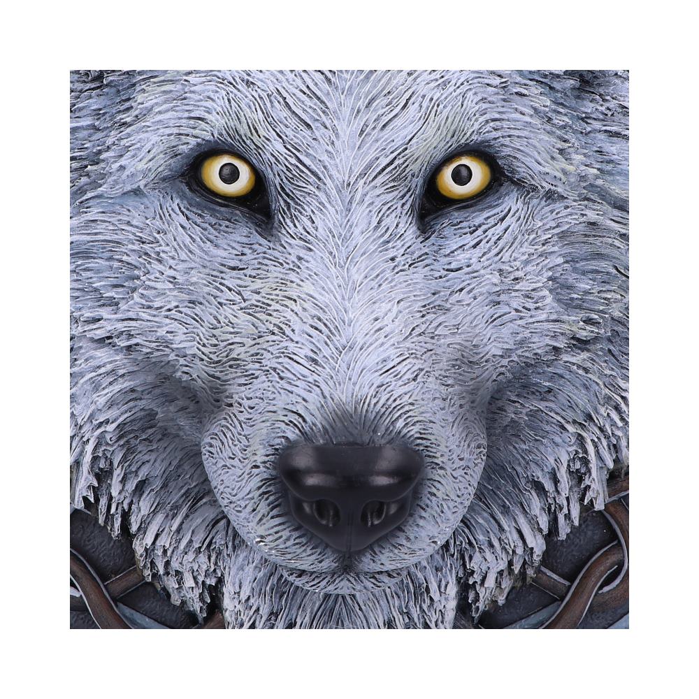 Lisa Parker Guardian of the Fall White Autumn Wolf Wall Plaque: 5 - Wall Hanging Sculptures By Lisa Parker