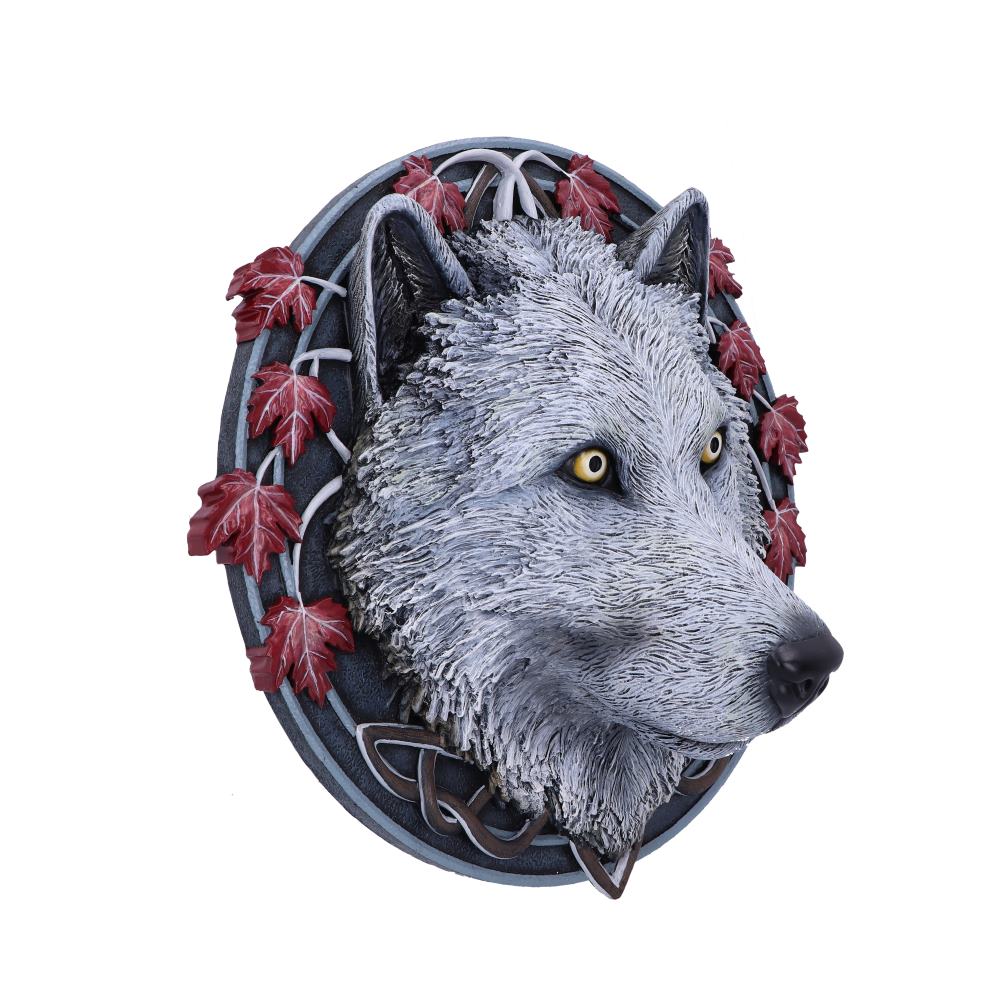 Lisa Parker Guardian of the Fall White Autumn Wolf Wall Plaque: 4 - Wall Hanging Sculptures By Lisa Parker