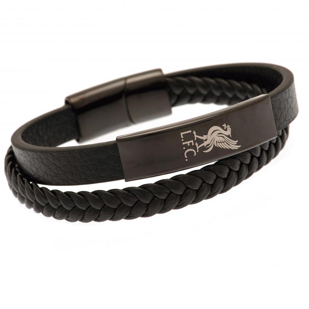 Liverpool FC Black IP Leather Bracelet - Shop Jewellery At Gift Moments - 1