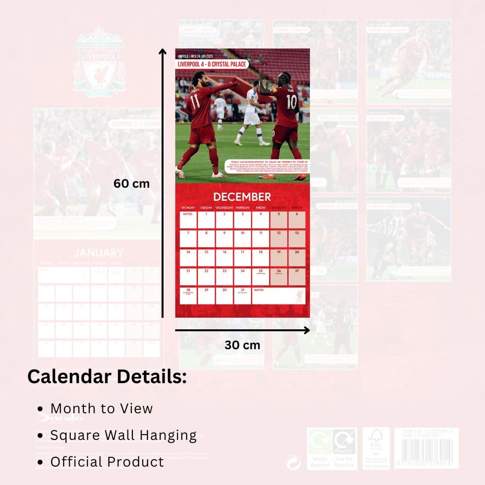 Liverpool FC Legends Square Calendar 2026: 6 - Calendars By Liverpool