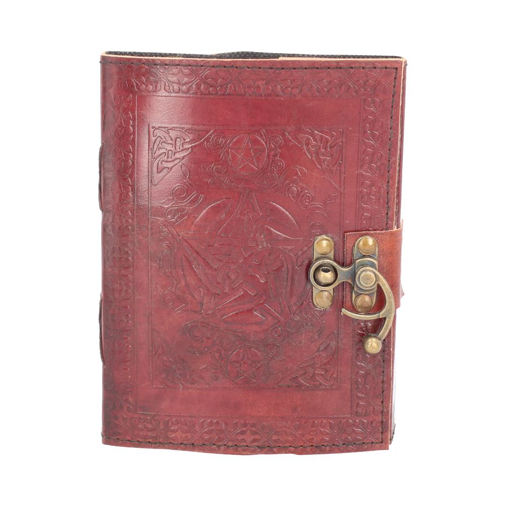 Lockable Pentagram Red Leather Journal 15 x 21cm: 2 - Leather Journals By Gift Moments