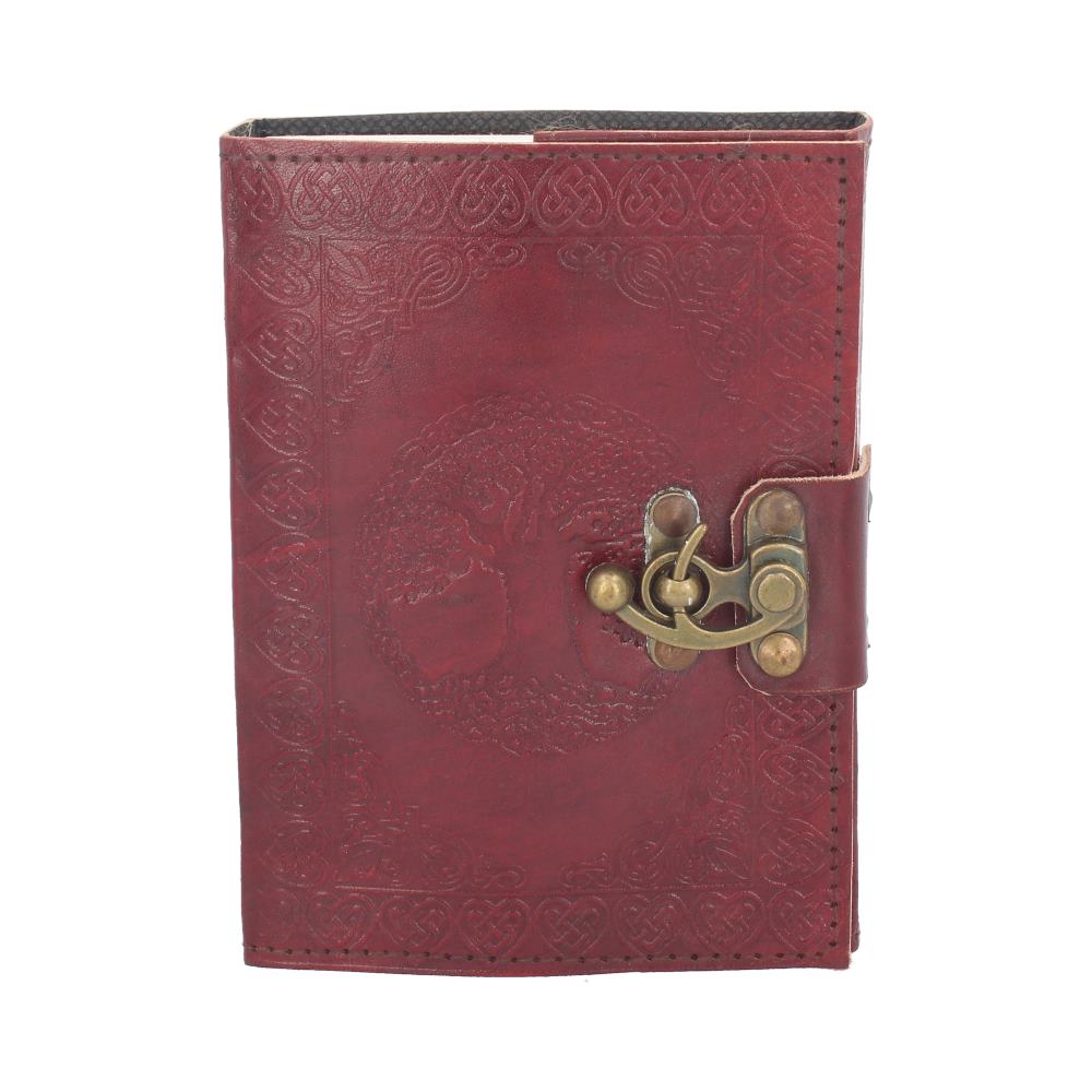 Lockable Tree Of Life Red Leather Journal 13 x 18cm: 2 - Leather Journals By Gift Moments