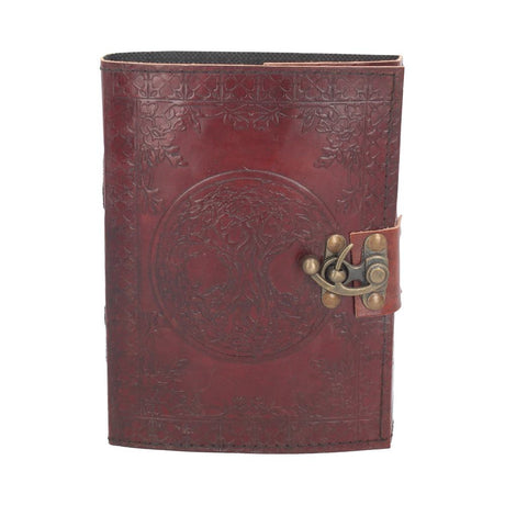 Lockable Tree Of Life Red Leather Journal 15 x 21cm: 2 - Leather Journals By Gift Moments