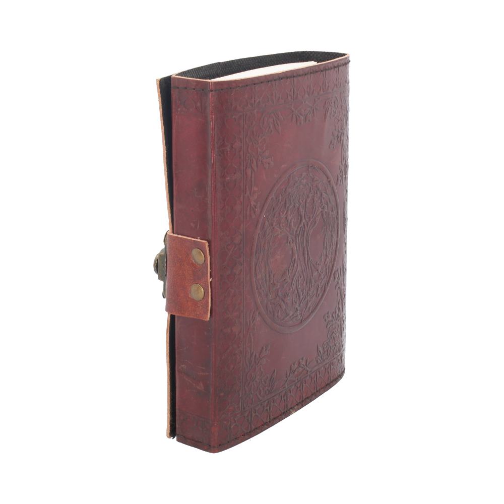 Lockable Tree Of Life Red Leather Journal 15 x 21cm - Shop Leather Journals At Gift Moments - 4