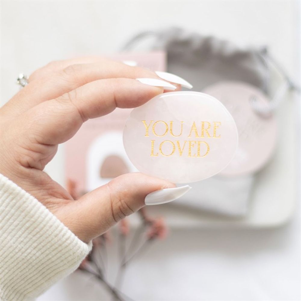 You Are Loved Rose Quartz Crystal Palm Stone: 6 - By Gift Moments