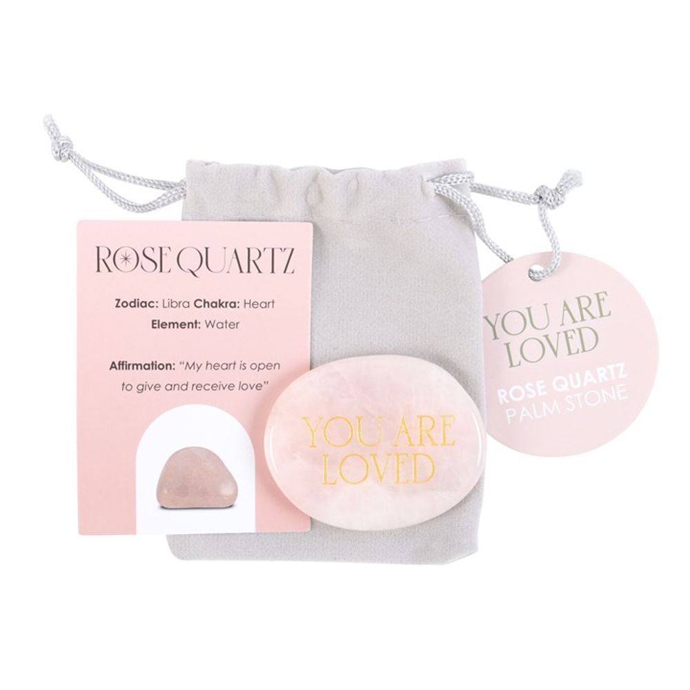 You Are Loved Rose Quartz Crystal Palm Stone: 2 - By Gift Moments