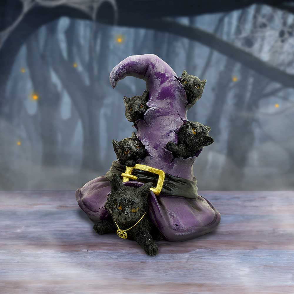 Magical Mischief Witch Hat and Black Cats Figurine 14cm: 1 - Figures & Collectables By Gift Moments