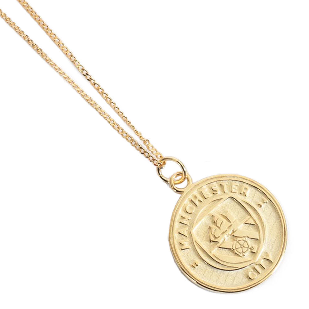 Manchester City FC 18ct Gold Plated on Silver Pendant & Chain - Shop Necklaces At Gift Moments - 1