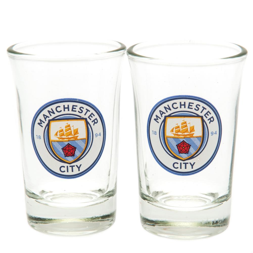 Manchester City FC 2pk Shot Glass Set - Shop Glassware At Gift Moments - 1