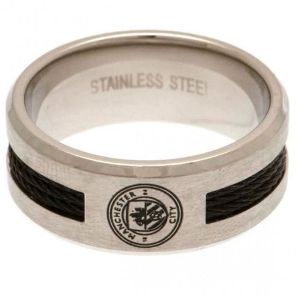 Manchester City FC Black Inlay Ring Large: 1 - Jewellery By Manchester City