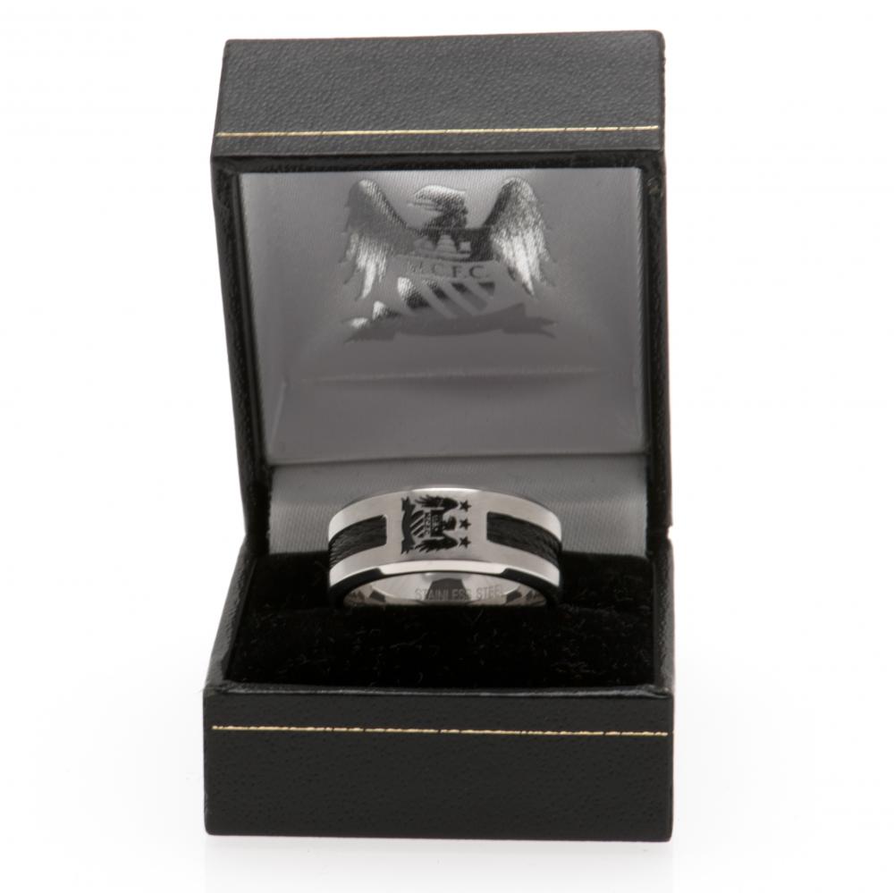 Manchester City FC Black Inlay Ring Large EC: 2 - Jewellery By Manchester City