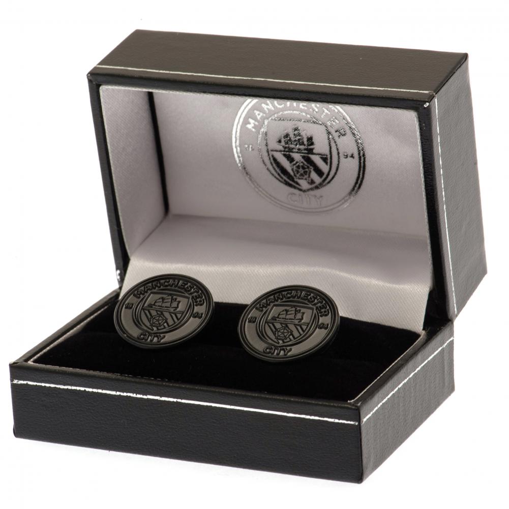 Manchester City FC Black IP Cufflinks: 1 - Cufflinks & Tie Slides By Manchester City