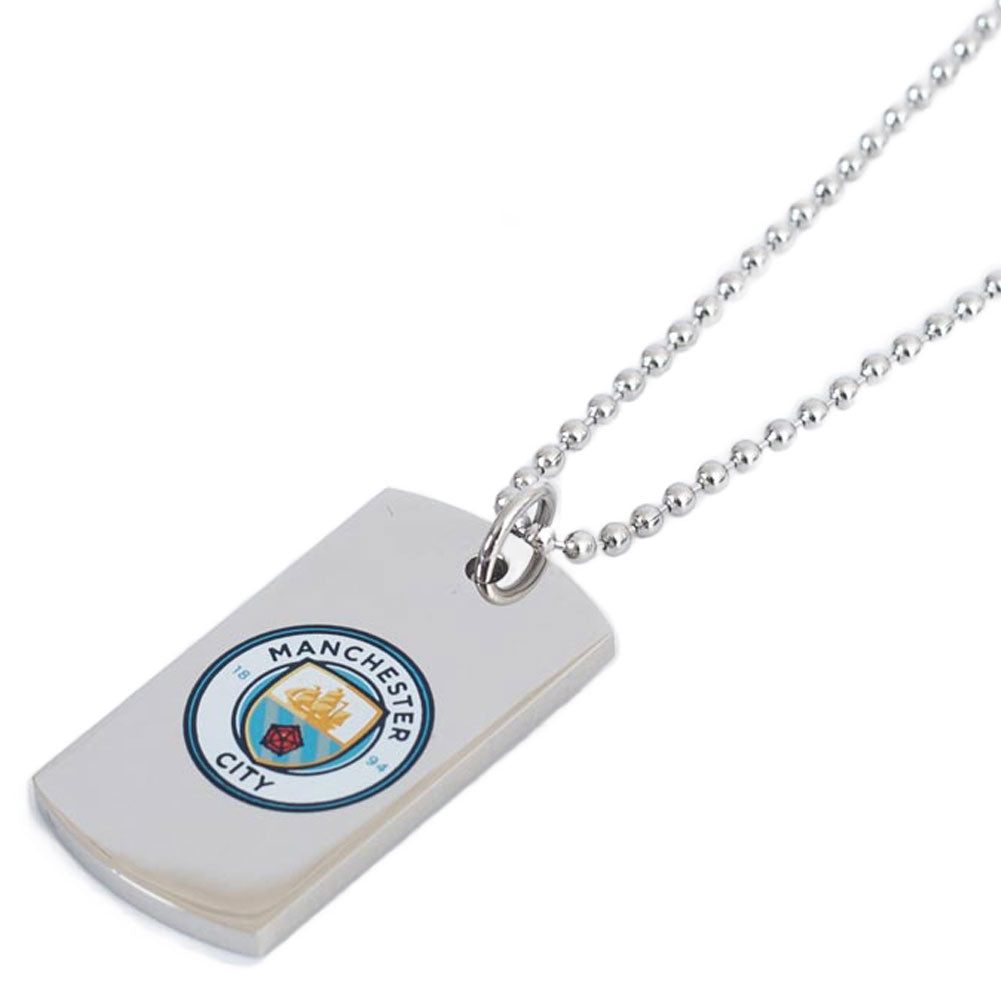 Manchester City FC Colour Crest Dog Tag & Chain: 2 - Necklaces By Manchester City