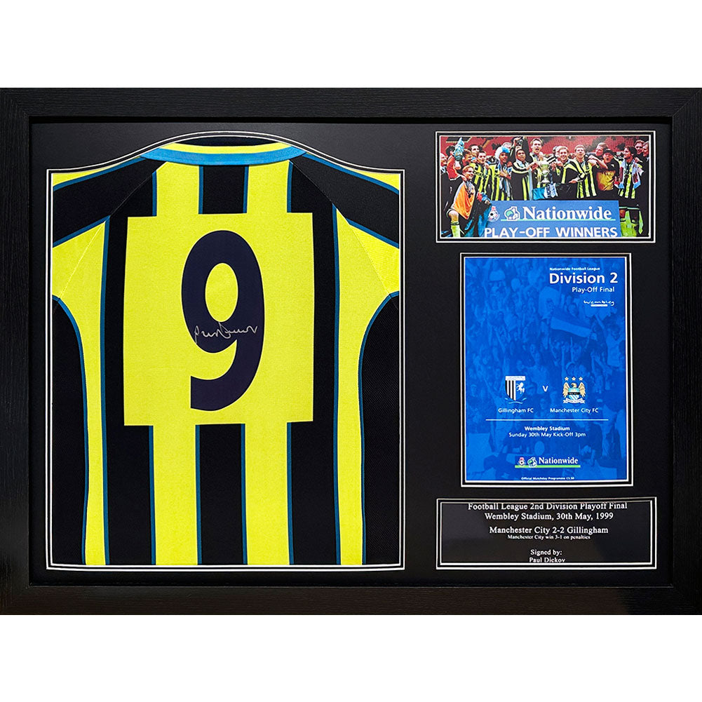 Manchester City FC Dickov Signed Shirt (Framed): 1 - Signed Memorabilia By Manchester City