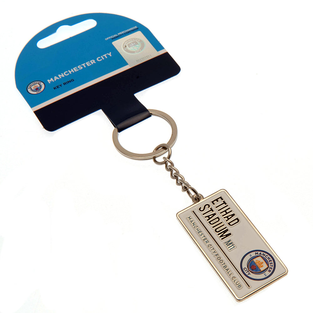 Manchester City FC Embossed Street Sign Keyring: 1 - Keyrings By Manchester City
