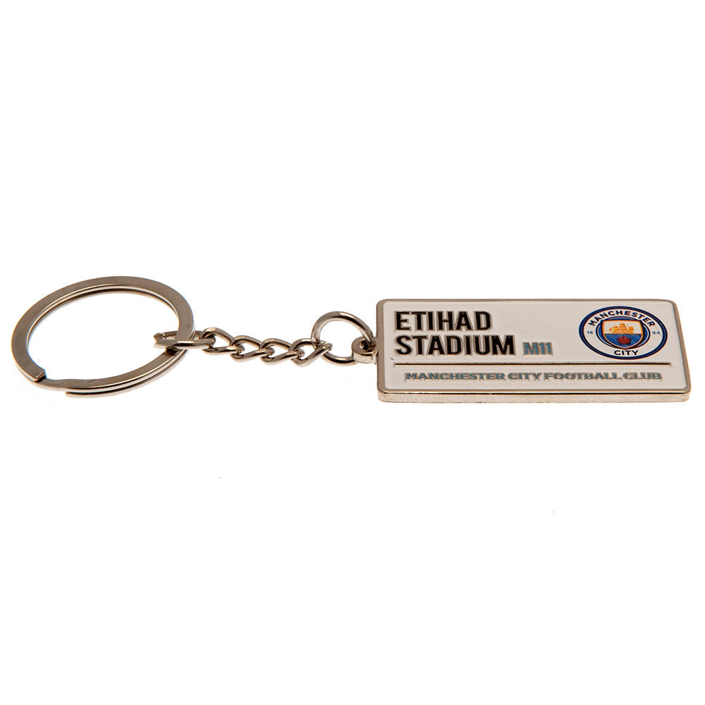 Manchester City FC Embossed Street Sign Keyring: 3 - Keyrings By Manchester City